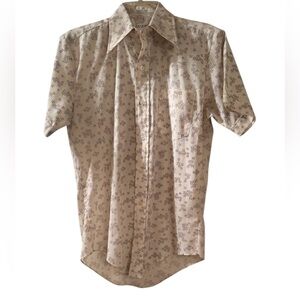 Envoy Men's Beige Patterned Short Sleeve Shirt